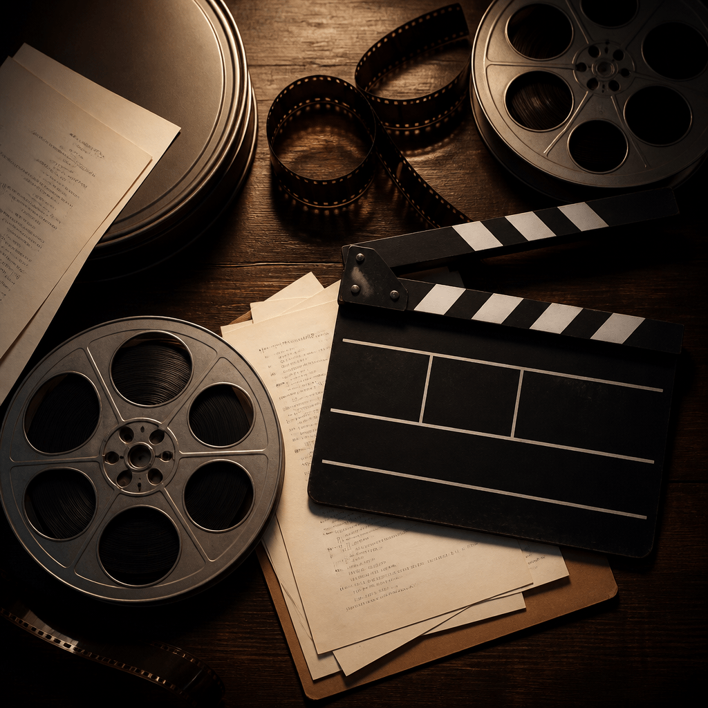 Symbolbild für Filme und Serien von Emilia Clarke: Filmrollen, Klappe und Drehbücher im cineastischen Stil