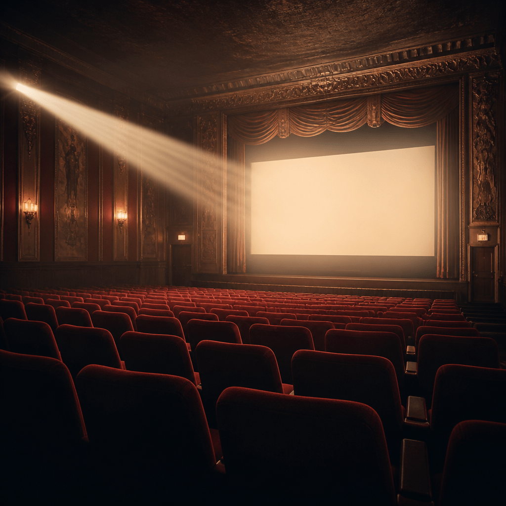 Symbolbild zu Filme von Al Pacino: klassischer Kinosaal mit beleuchteter Leinwand