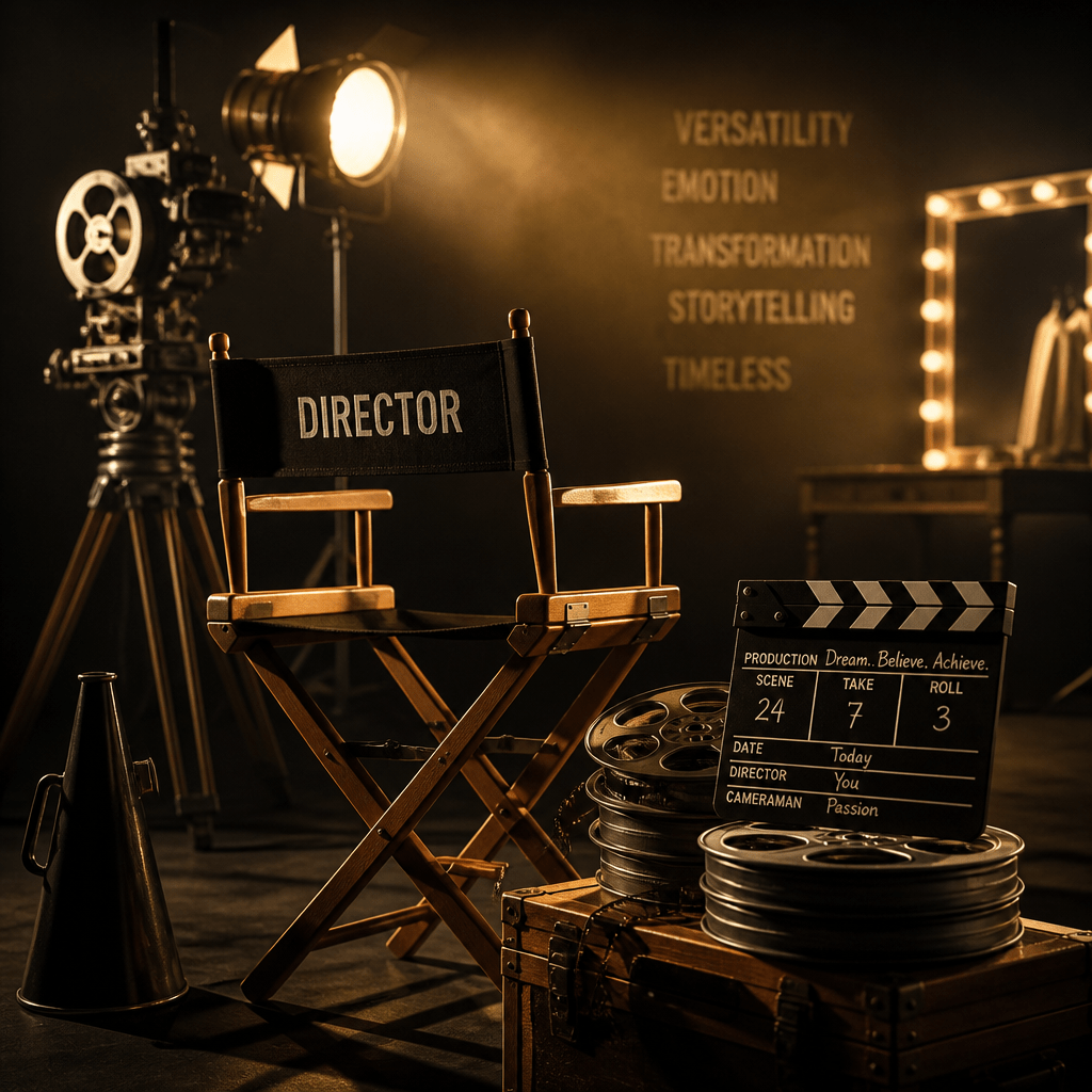Symbolbild zu Filme und Serien von Stanley Tucci: Kinoatmosphäre mit Filmset und warmem Licht