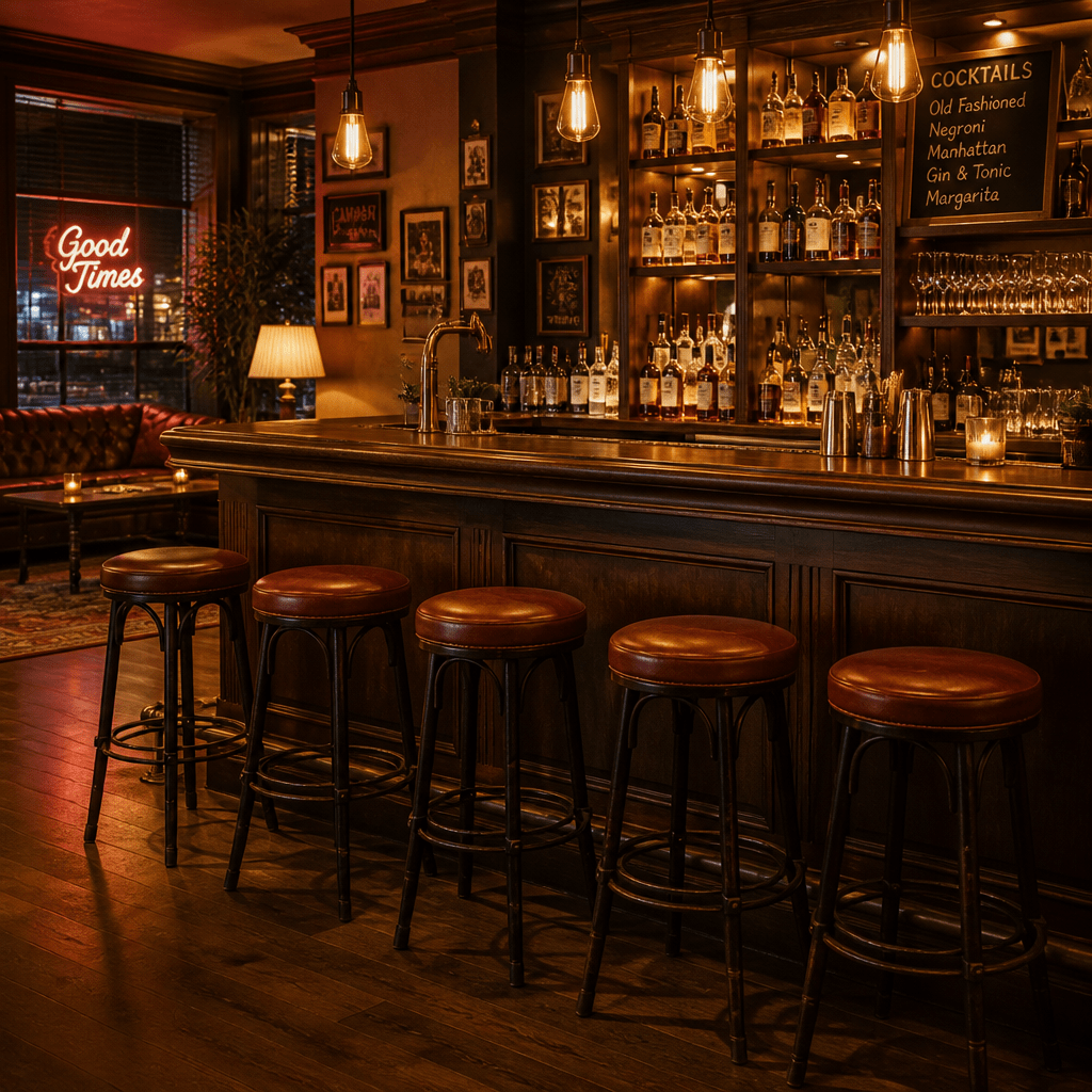 Stimmungsvolle Bar-Szene symbolisiert die Besetzung von How I Met Your Mother und ihre Freundesrunde