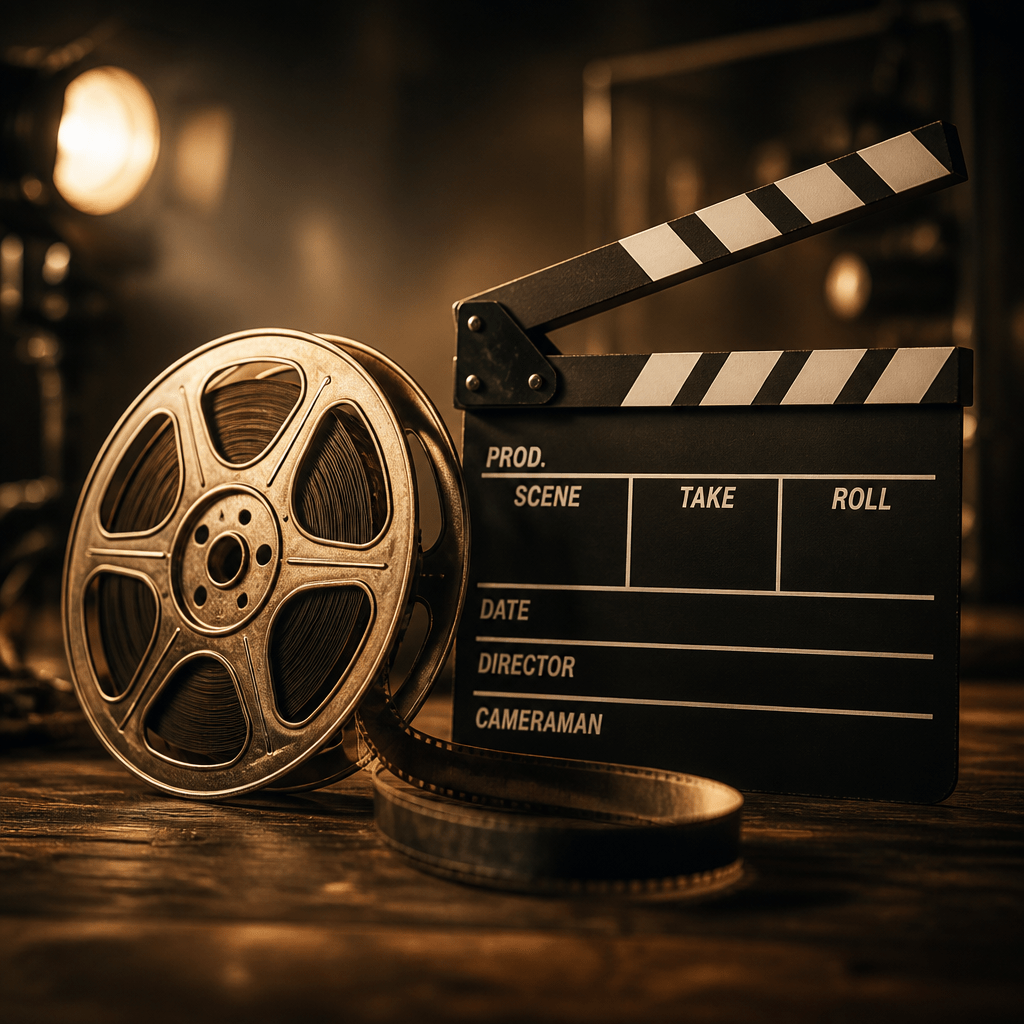 Filmklappe und Filmrolle symbolisieren die Filme von Michaela Schaffrath im Kino und TV