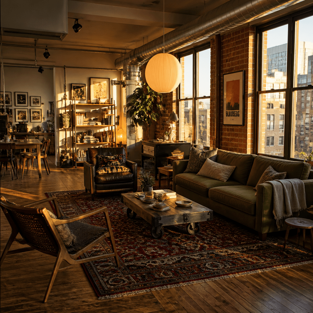 Symbolbild zur Besetzung von New Girl: gemütliches Loft-Apartment im warmen Licht