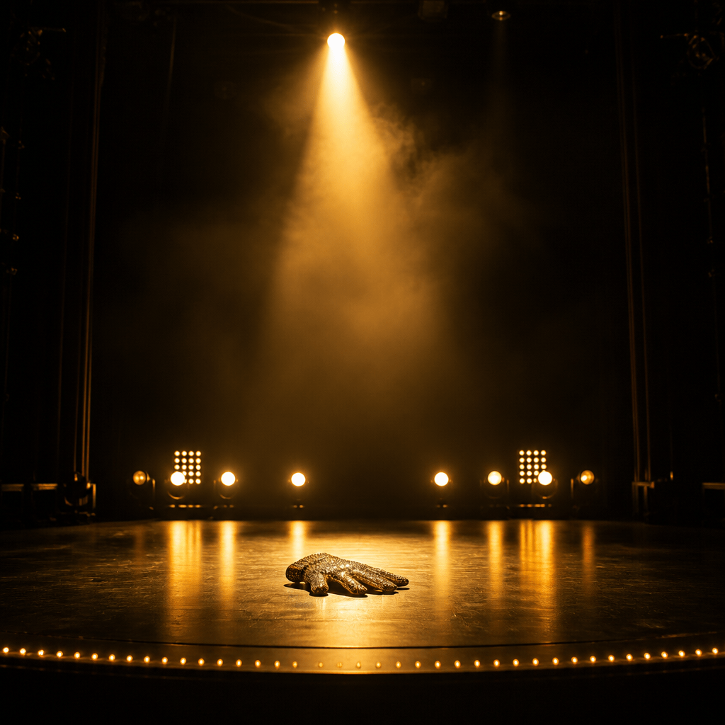 Symbolbild zu Filme von Michael Jackson: beleuchtete Bühne mit dramatischem Scheinwerferlicht