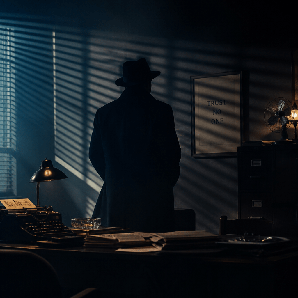 Symbolbild zu wer ist Raymond Reddington: geheimnisvolle Silhouette im Film-Noir-Stil
